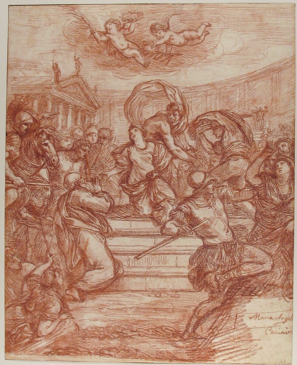 Scene of Martyrdom, after Giovanni Angelo Canini, Jean Robert Ango (French, active Rome, 1759–70, died after 1773), Red chalk, over traces of black chalk