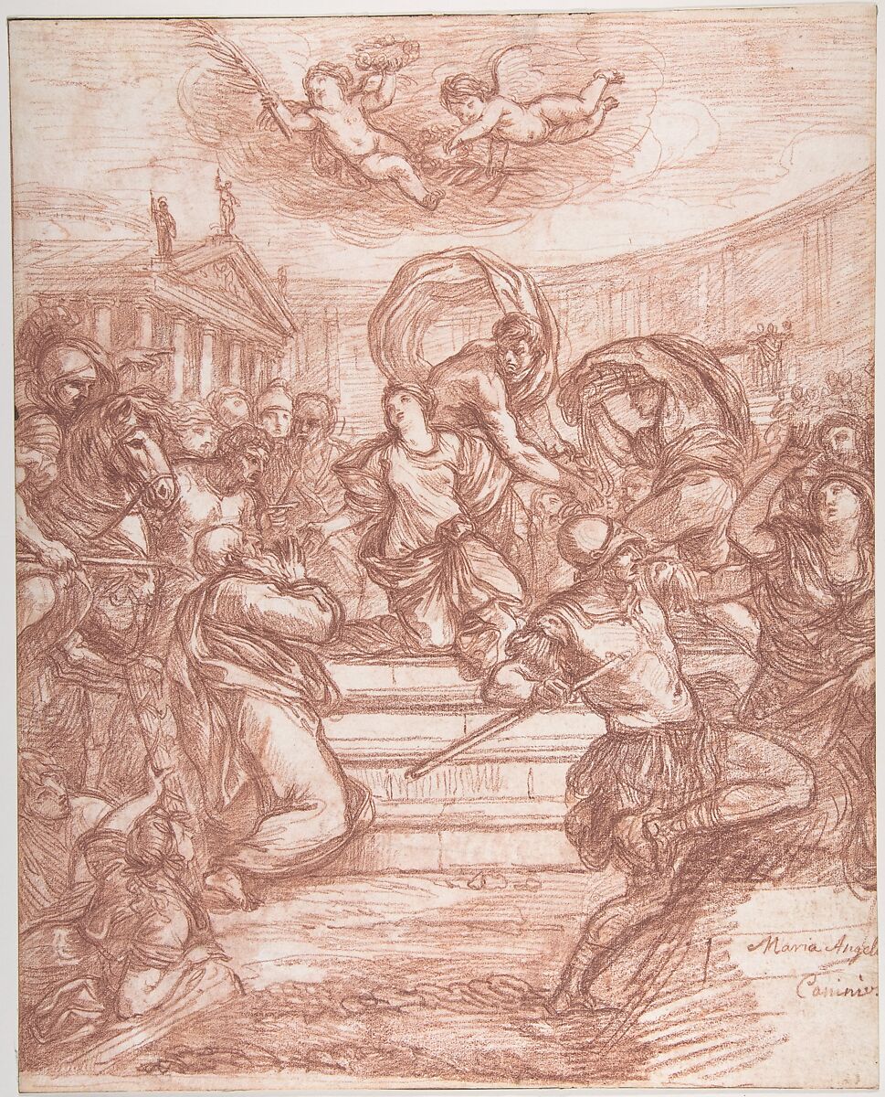 Scene of Martyrdom, after Giovanni Angelo Canini, Jean Robert Ango (French, active Rome, 1759–70, died after 1773), Red chalk, over traces of black chalk 
