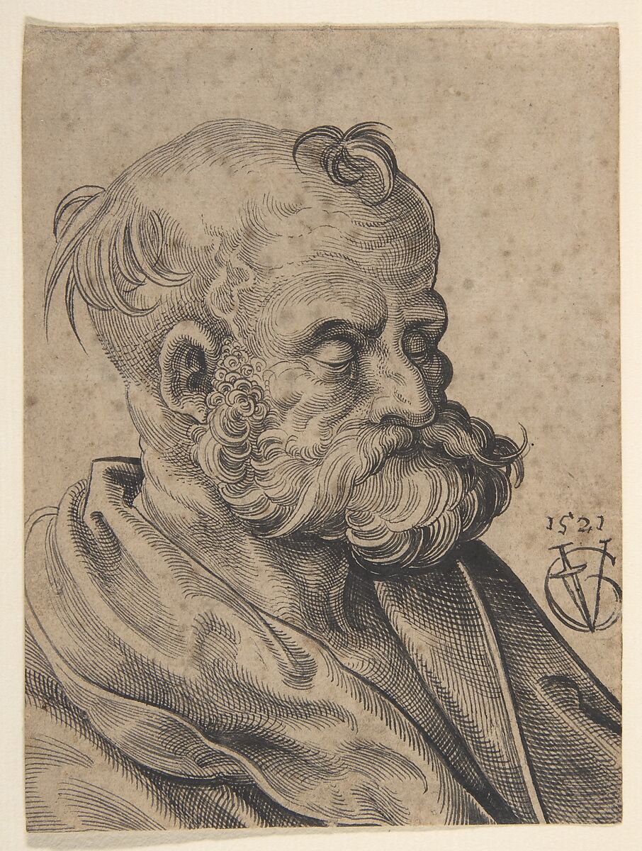 Bust of a Bearded Old Man, Urs Graf (Swiss, Solothurn ca. 1485–1529/30 Basel), Pen and black ink 