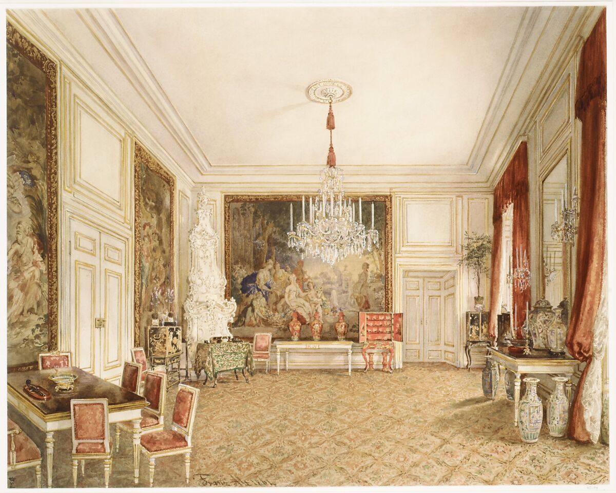 Room of Archduke Ludwig Victor in the Hofburg, Vienna, Franz Alt (Austrian, Vienna 1821–1914 Vienna), Watercolor