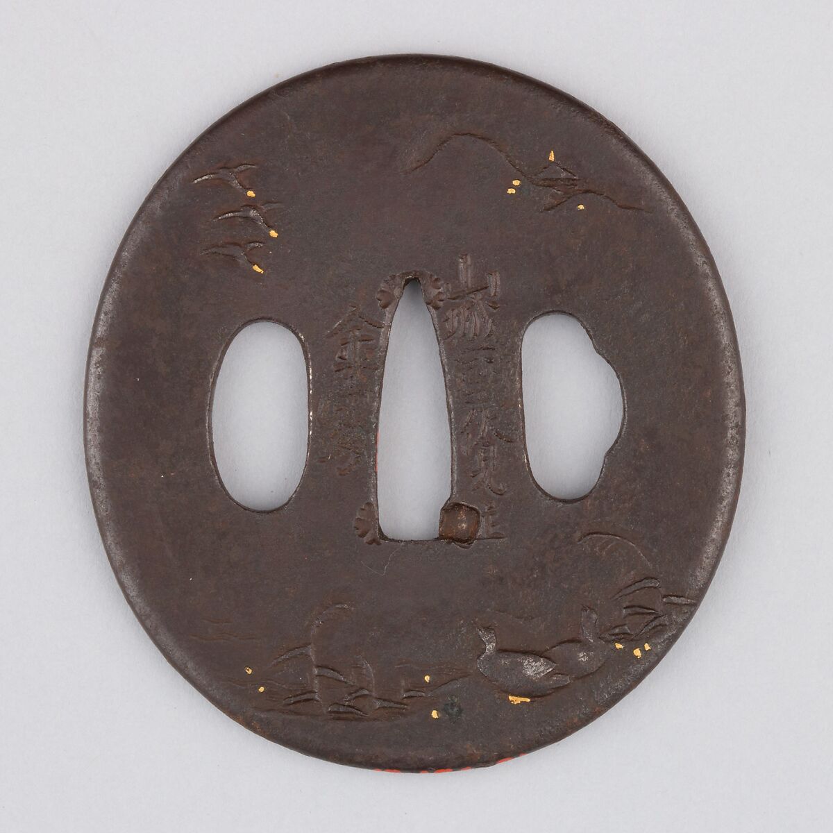 Sword Guard (Tsuba), Iron, copper, Japanese 