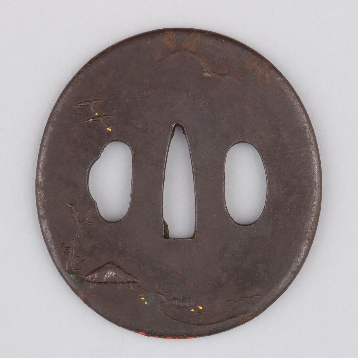 Sword Guard (Tsuba), Iron, copper, Japanese