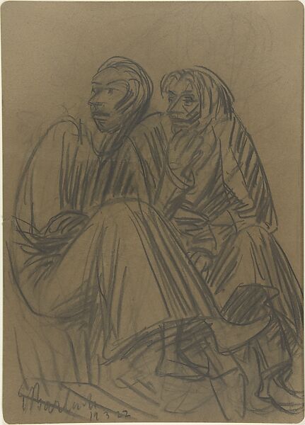 The Listeners, Ernst Barlach (German, Wedel 1870–1938 Rostock), Charcoal and cardboard 