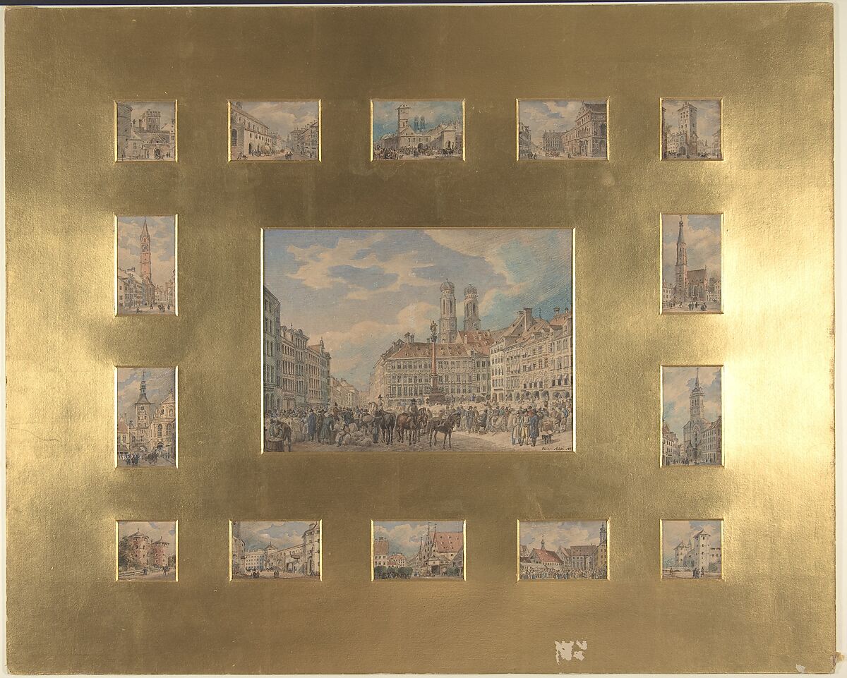 Fifteen Architectural Subjects: Views of Munich, Heinrich Adam (German, Nördlingen 1787–1862 Munich), Watercolor 