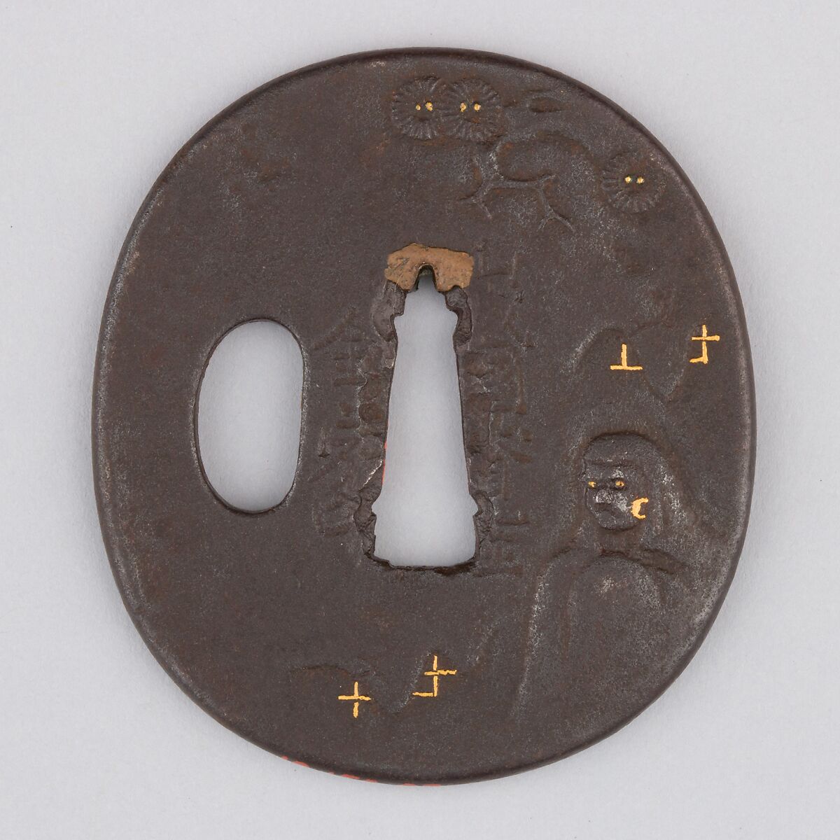 Sword Guard (Tsuba), Iron, copper, Japanese 