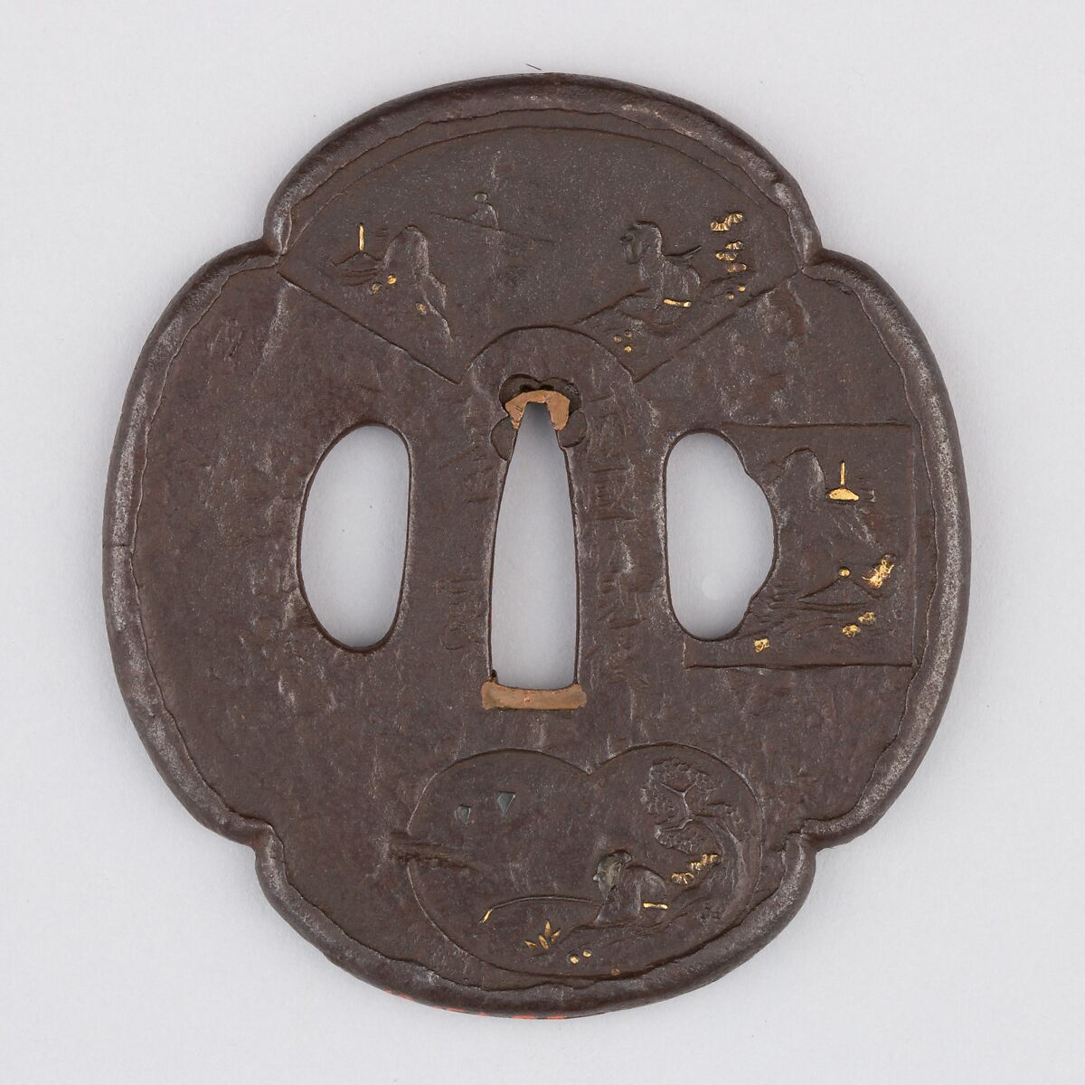 Sword Guard (Tsuba), Iron, copper, Japanese 