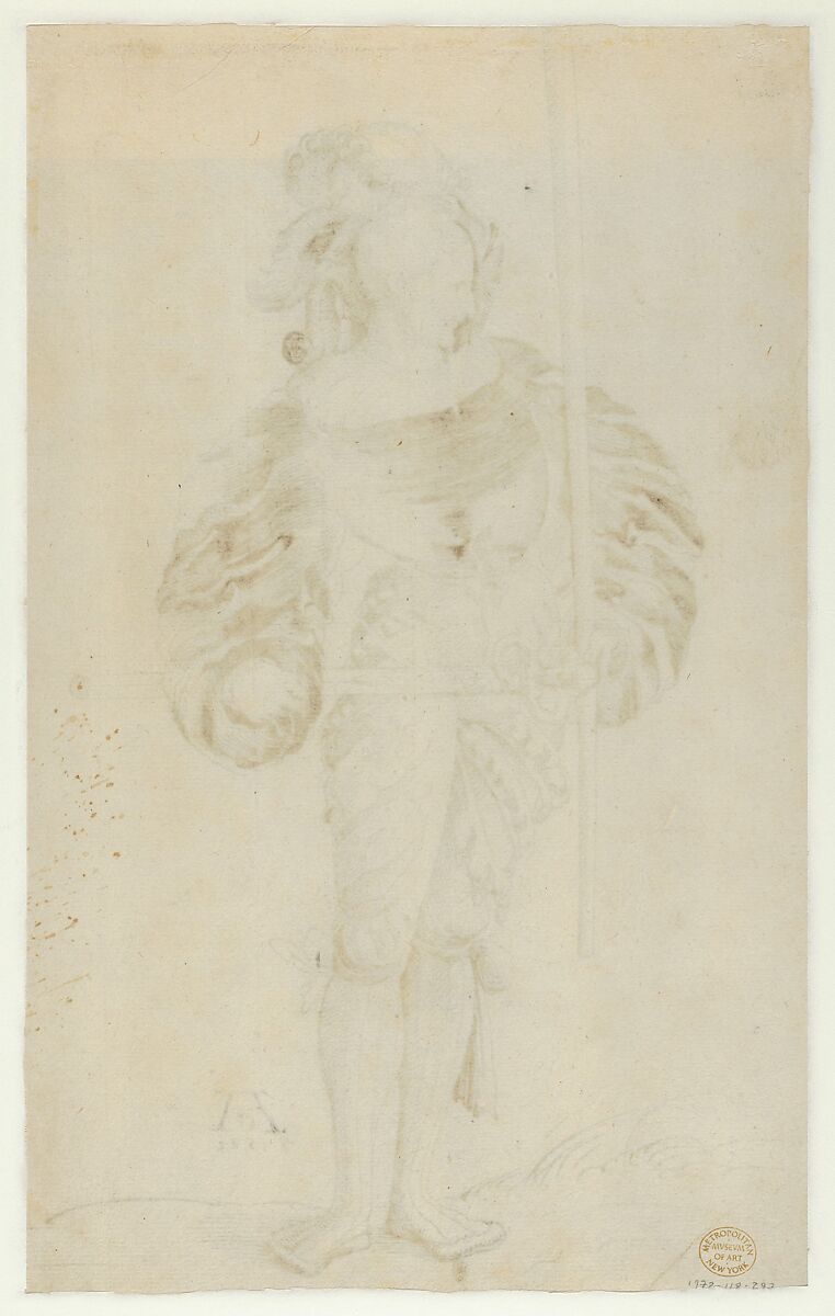 A Swiss Foot Soldier, attributed to Niklaus Manuel Deutsch (Swiss, Bern 1484–1530 Bern), Pen and black ink