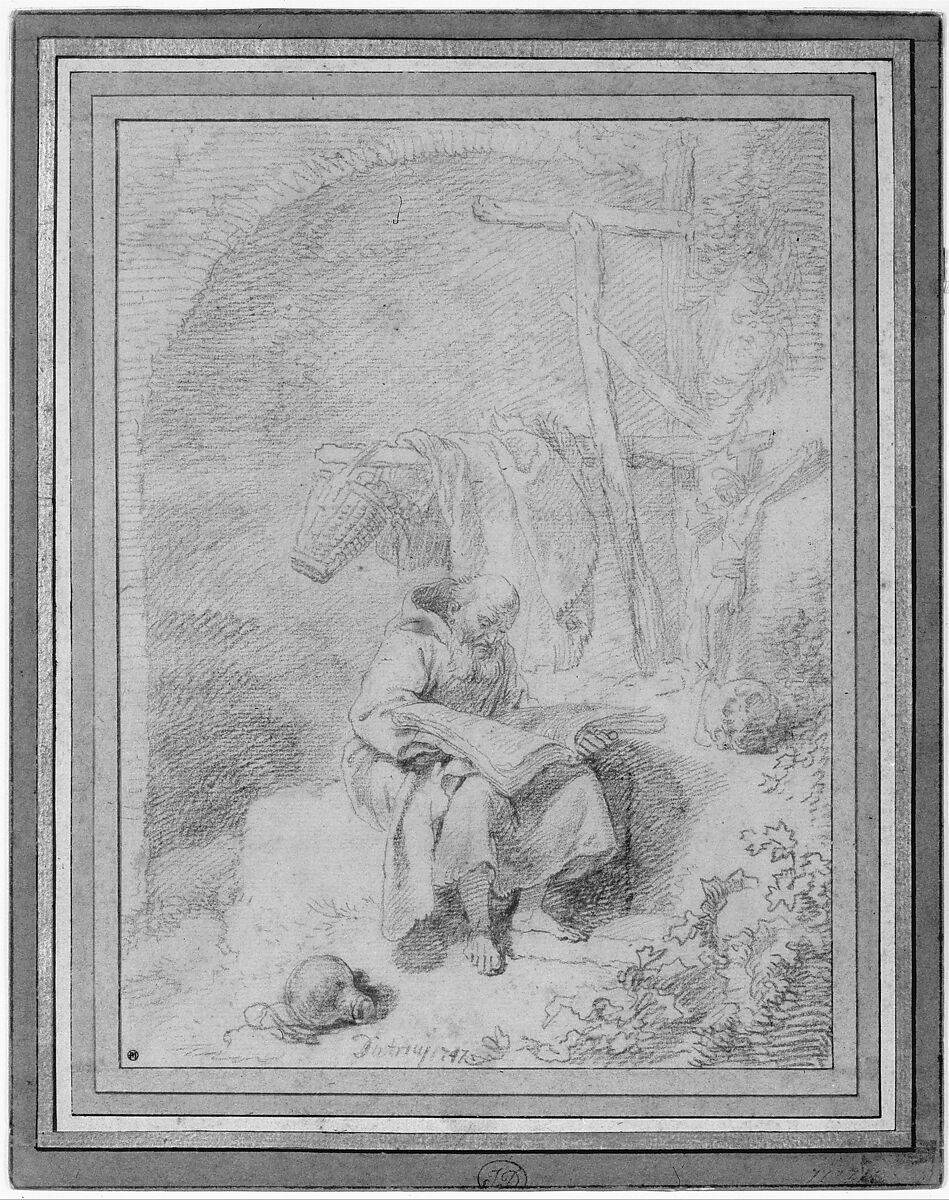 Saint Francis Reading, Christian Wilhelm Ernst Dietrich (German, Weimar 1712–1774 Dresden), Red chalk