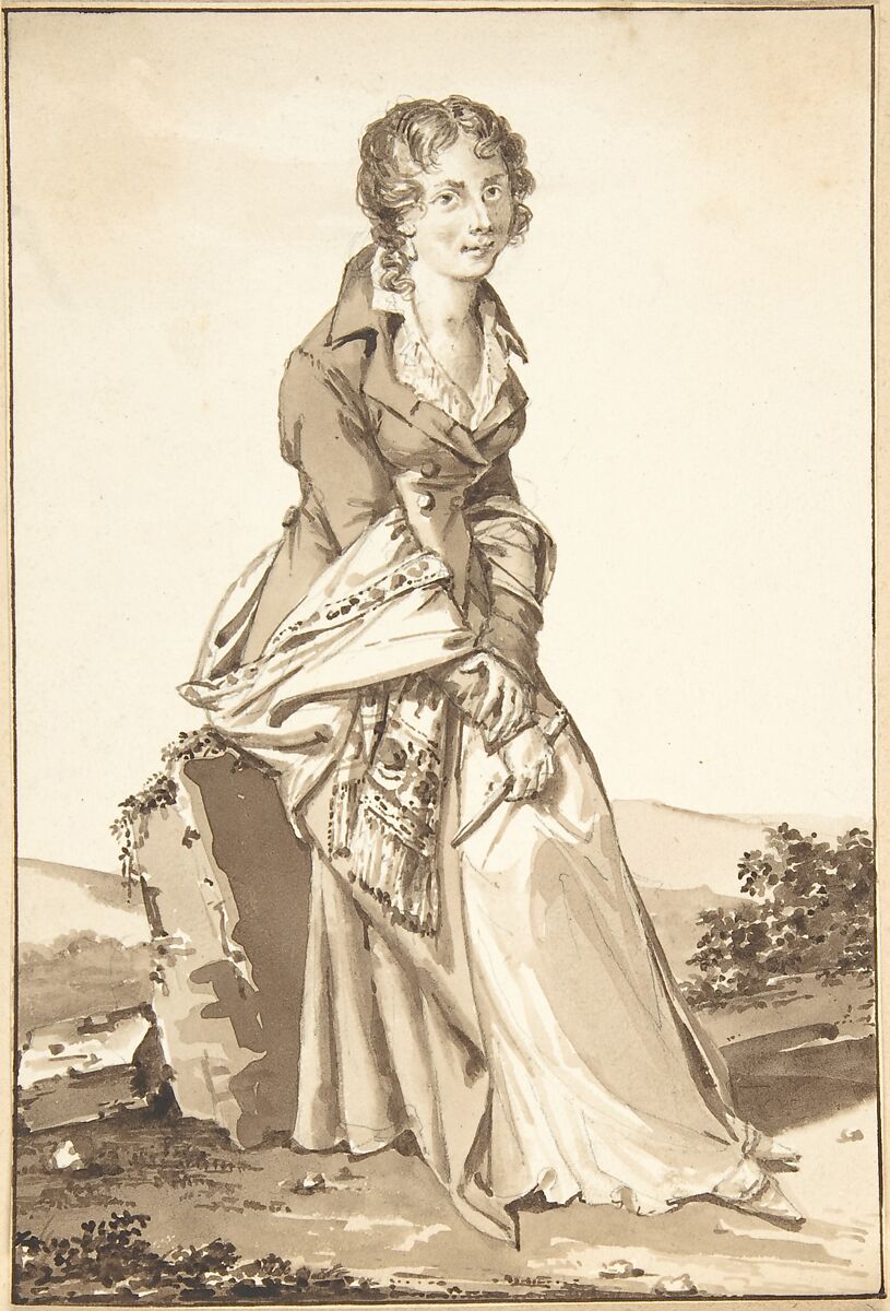 Portrait of Charlotte Corday, Jean-Baptiste-François Bosio (French, Monaco 1764–1827 Paris), Brush and brown washes over graphite 