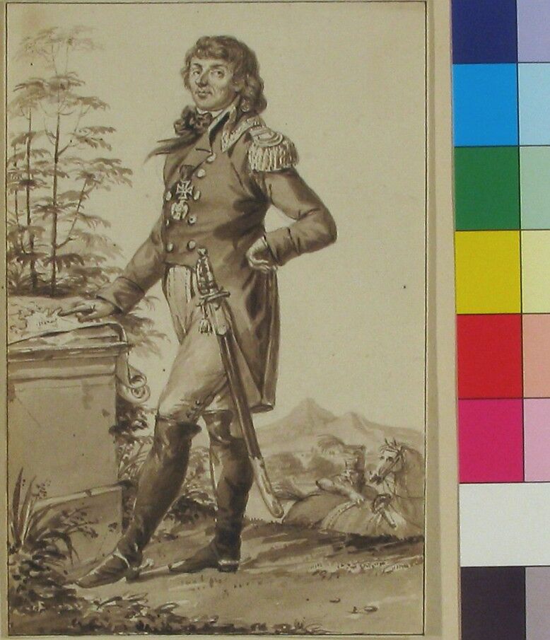 Portrait of Thaddeus Kosciuszko, Jean-Baptiste-François Bosio (French, Monaco 1764–1827 Paris), Brush and brown wash over graphite