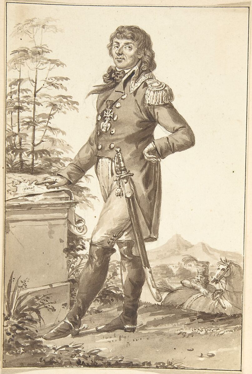 Portrait of Thaddeus Kosciuszko, Jean-Baptiste-François Bosio  French, Brush and brown wash over graphite