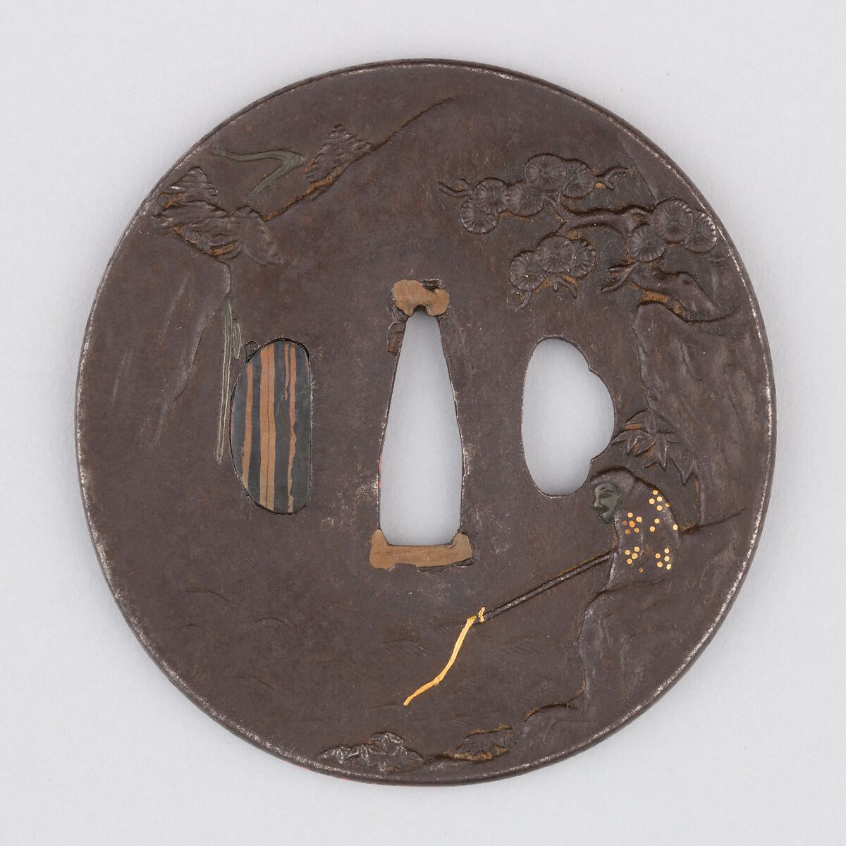 Sword Guard (Tsuba), Iron, copper, Japanese