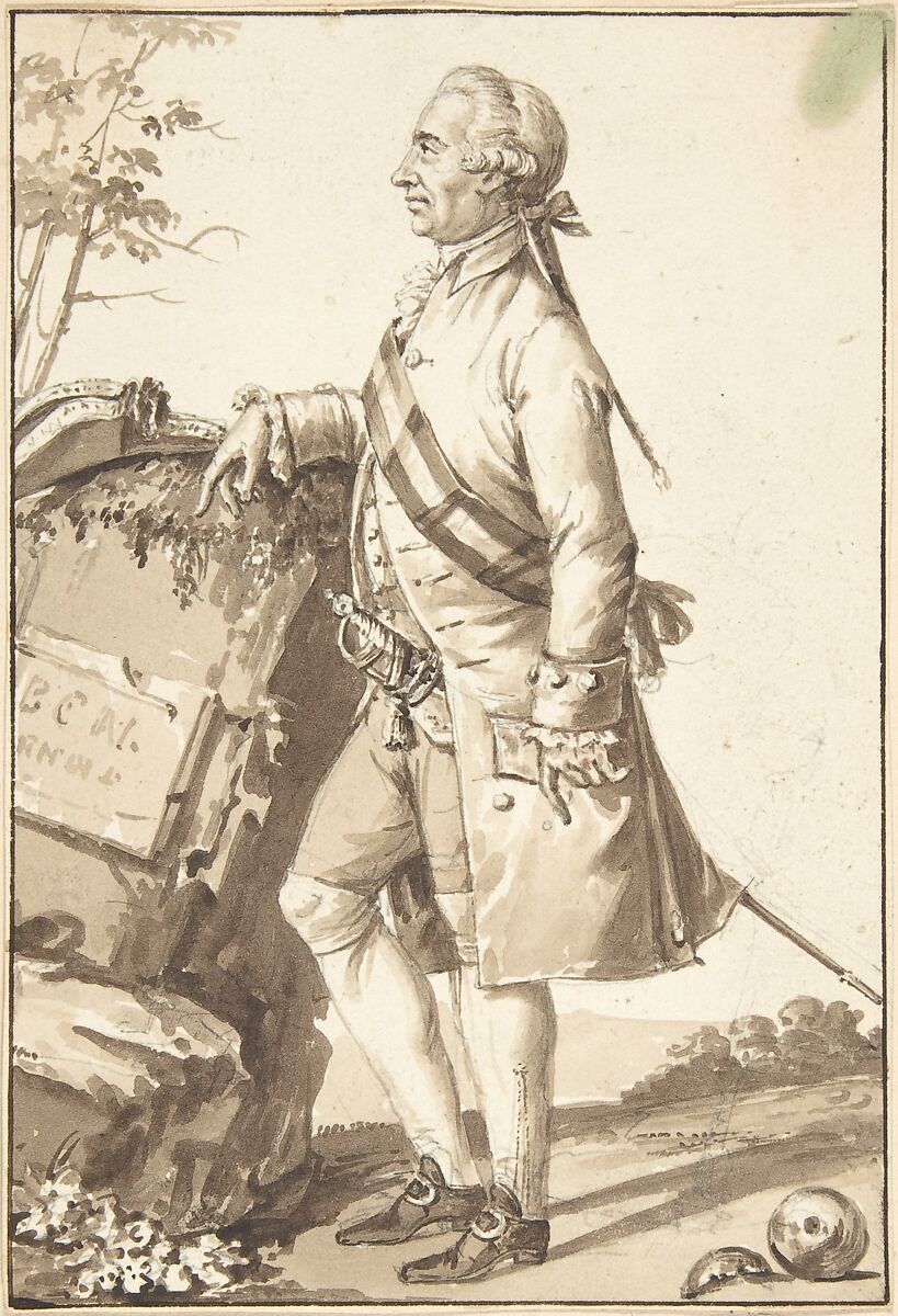 Portrait of Karl Wilhelm Ferdinand, Jean-Baptiste-François Bosio  French, Brush and brown wash over graphite underdrawing.