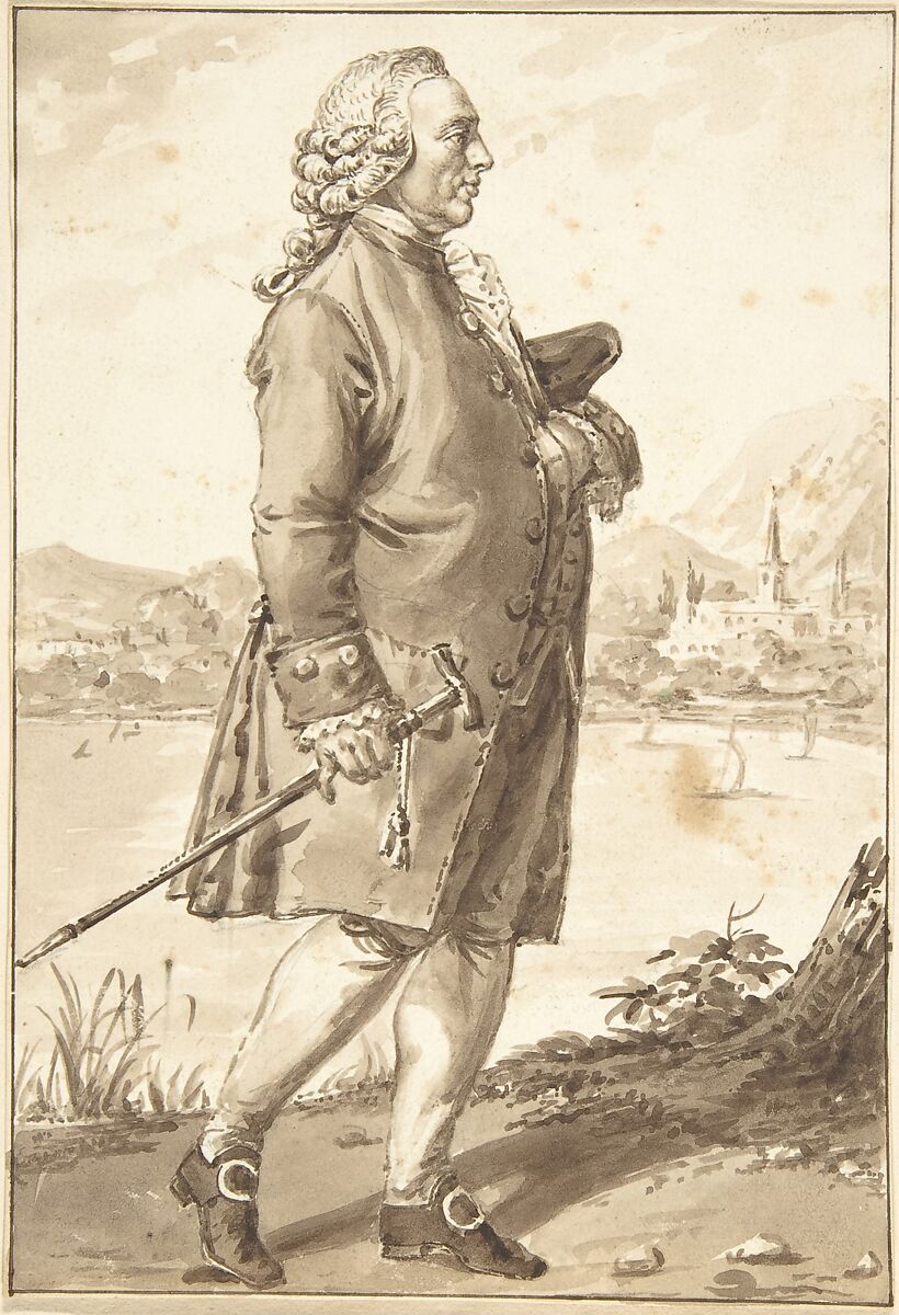 Portrait of Charles Bonnet, Jean-Baptiste-François Bosio (French, Monaco 1764–1827 Paris), Brush and brown wash over graphite 