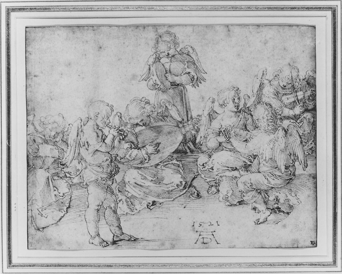Music-Making Angels, Albrecht Dürer (German, Nuremberg 1471–1528 Nuremberg), Pen and brown ink