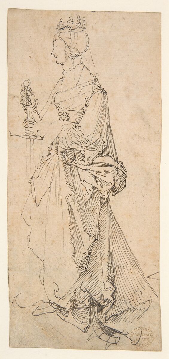 Saint Catherine of Alexandria, Albrecht Dürer (German, Nuremberg 1471–1528 Nuremberg), Pen and brown ink 