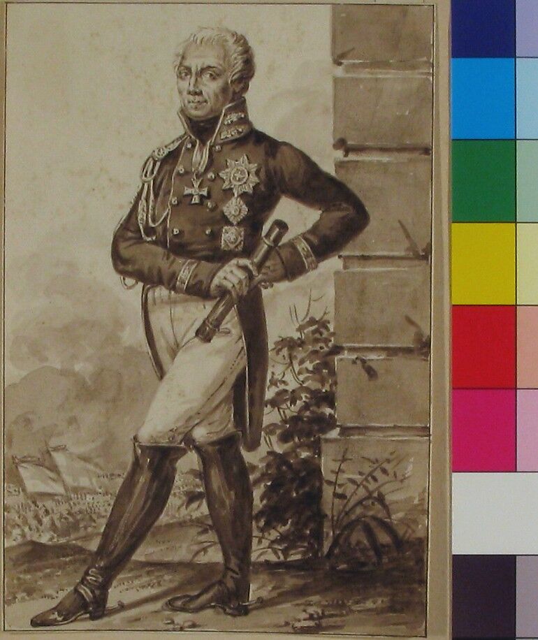 Portrait of Count Levin August von Bennigsen, Jean-Baptiste-François Bosio (French, Monaco 1764–1827 Paris), Brush and brown wash over graphite