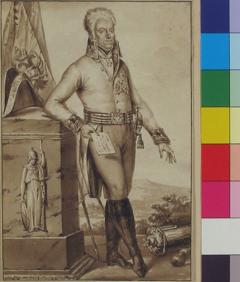 Portrait of Count Heinrich Joseph von Bellegarde, Jean-Baptiste-François Bosio (French, Monaco 1764–1827 Paris), Brush and brown wash over graphite