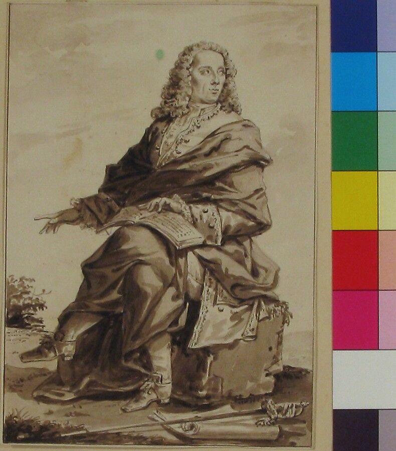 Portrait of J.-B. de Boyer, Marquis d'Argens, Jean-Baptiste-François Bosio (French, Monaco 1764–1827 Paris), Brush and brown wash over graphite