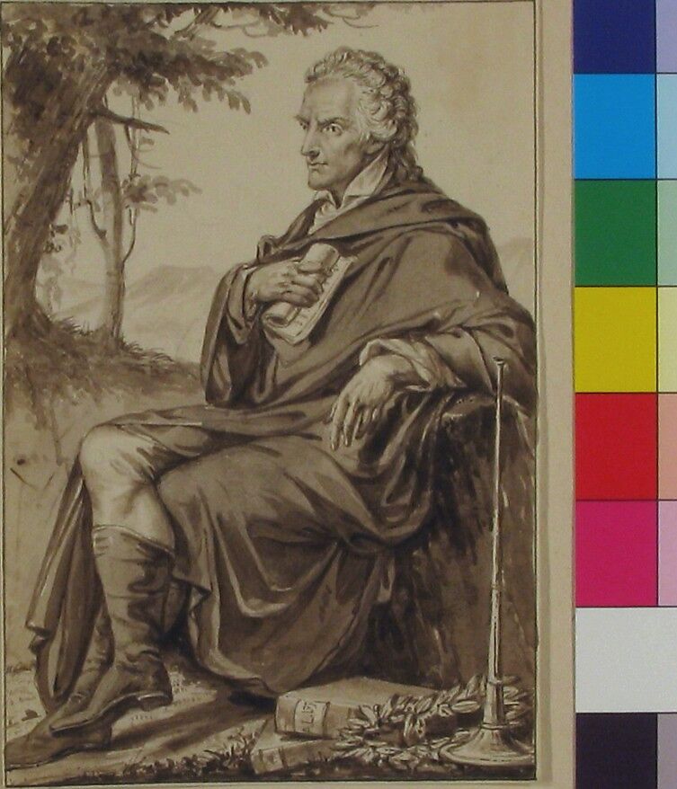 Portrait of Count Vittorio Alfieri, Jean-Baptiste-François Bosio (French, Monaco 1764–1827 Paris), Brush and brown wash over graphite