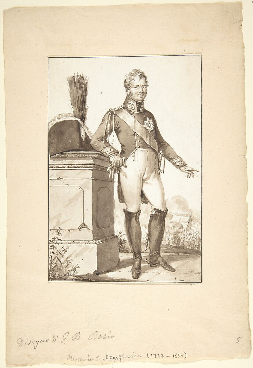 Portrait of Alexander I, Czar of Russia, Jean-Baptiste-François Bosio (French, Monaco 1764–1827 Paris), Brush and brown wash over graphite 