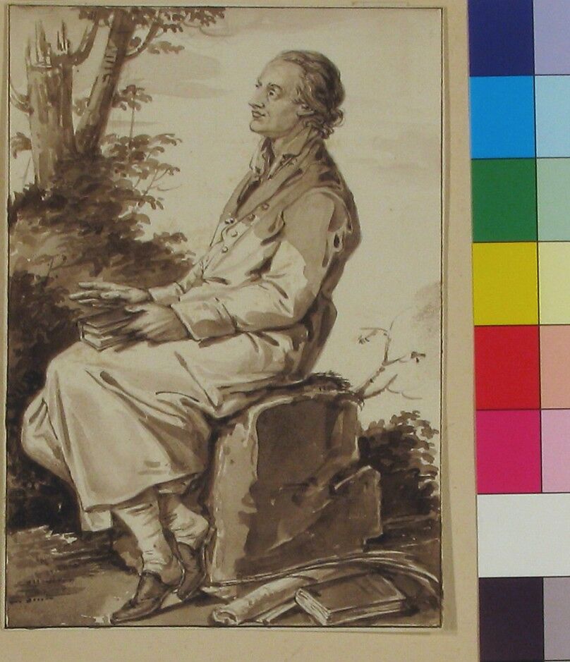 Portrait of Mark Akenside, Jean-Baptiste-François Bosio (French, Monaco 1764–1827 Paris), Brush and brown wash over graphite