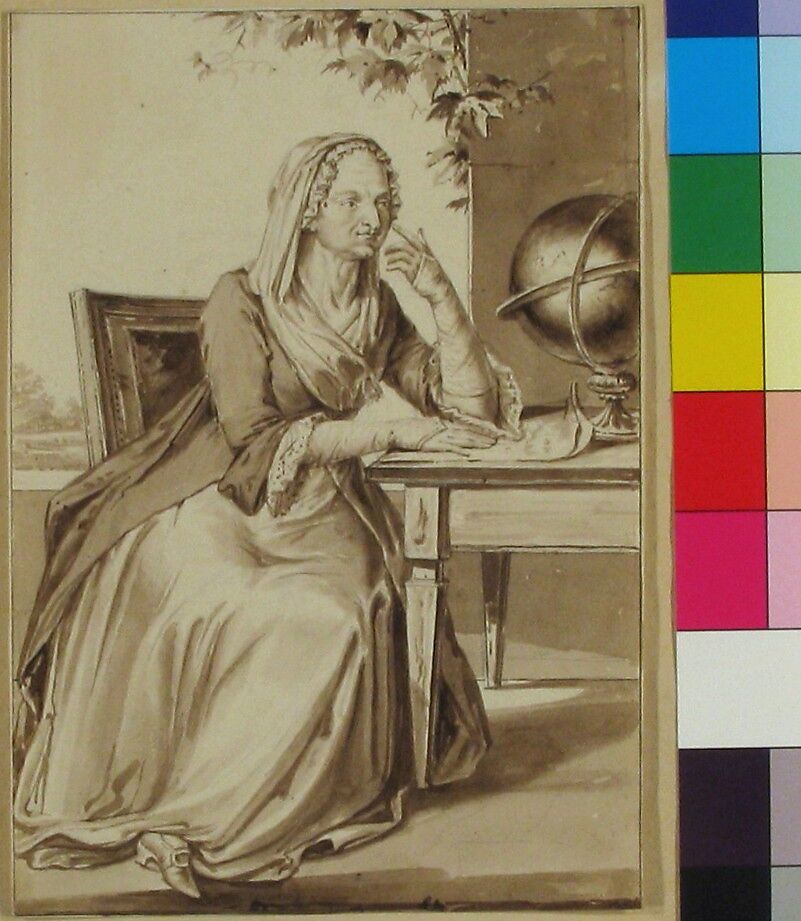 Portrait of Maria Gaet - Agnesi, Jean-Baptiste-François Bosio (French, Monaco 1764–1827 Paris), Brush and brown wash over graphite