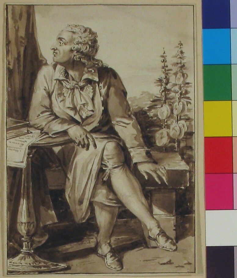 Portrait of M.-J.-A.-N. de Coritat, Marquis de Condorcet, Jean-Baptiste-François Bosio (French, Monaco 1764–1827 Paris), Brush and brown wash over graphite