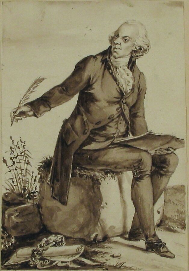 Portrait of Jacques Delille, Jean-Baptiste-François Bosio (French, Monaco 1764–1827 Paris), Brush and brown wash over graphite