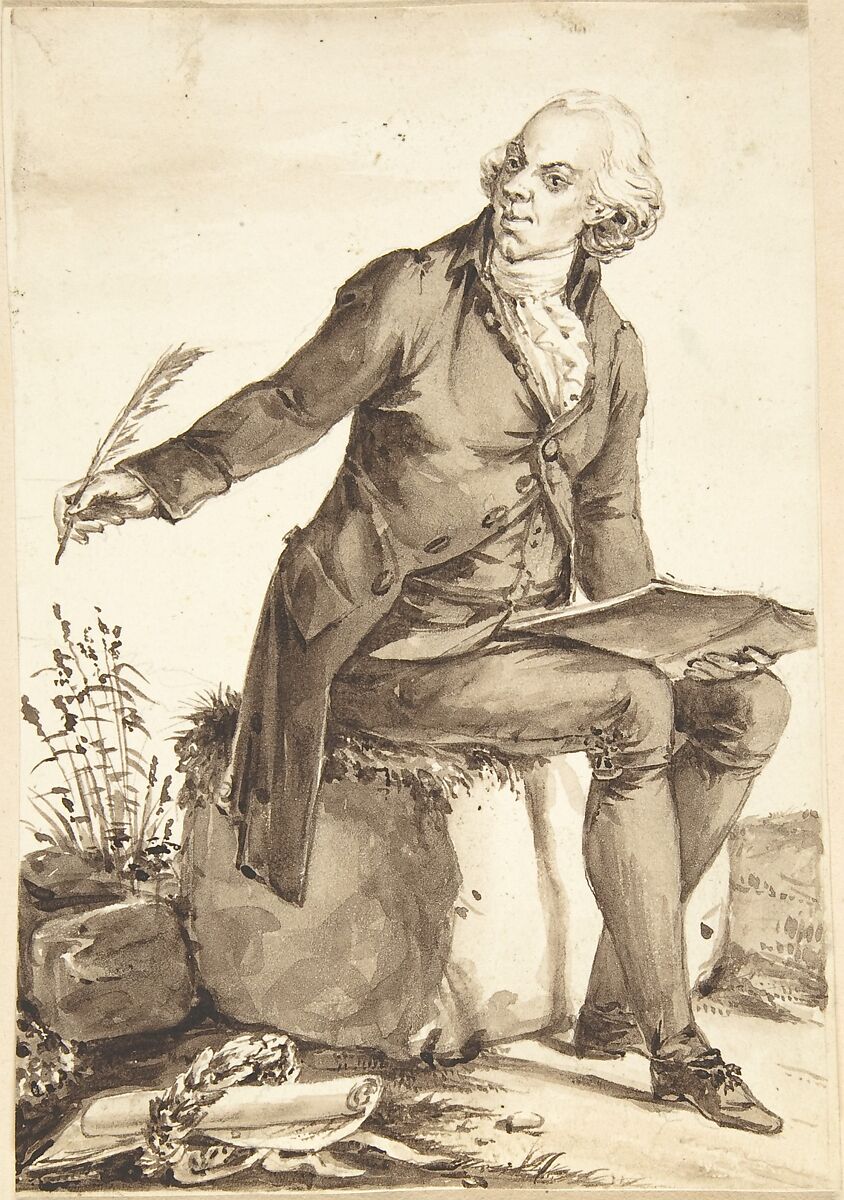 Portrait of Jacques Delille, Jean-Baptiste-François Bosio (French, Monaco 1764–1827 Paris), Brush and brown wash over graphite 