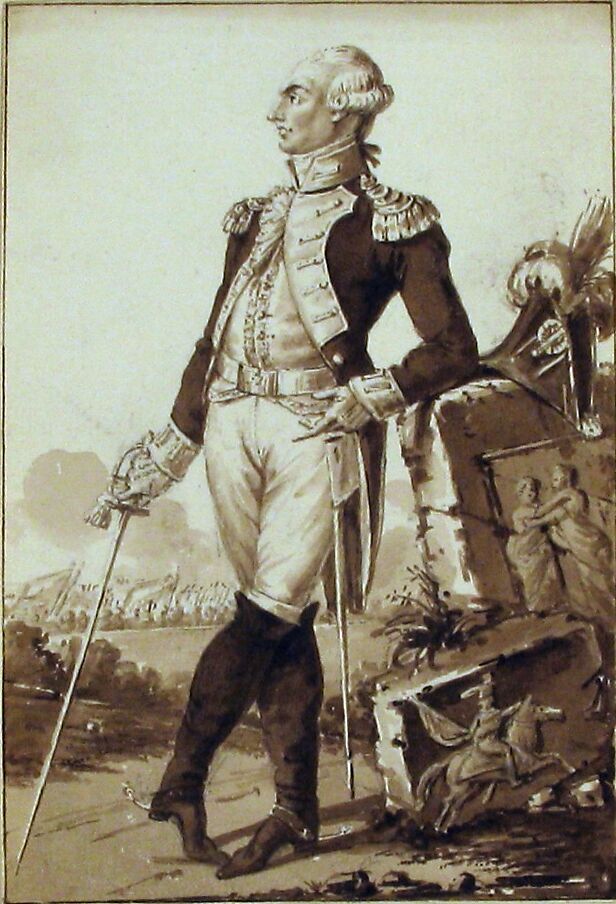 Portrait of C.-F. du Perier Dumouriez, Jean-Baptiste-François Bosio (French, Monaco 1764–1827 Paris), Brush and brown wash over graphite