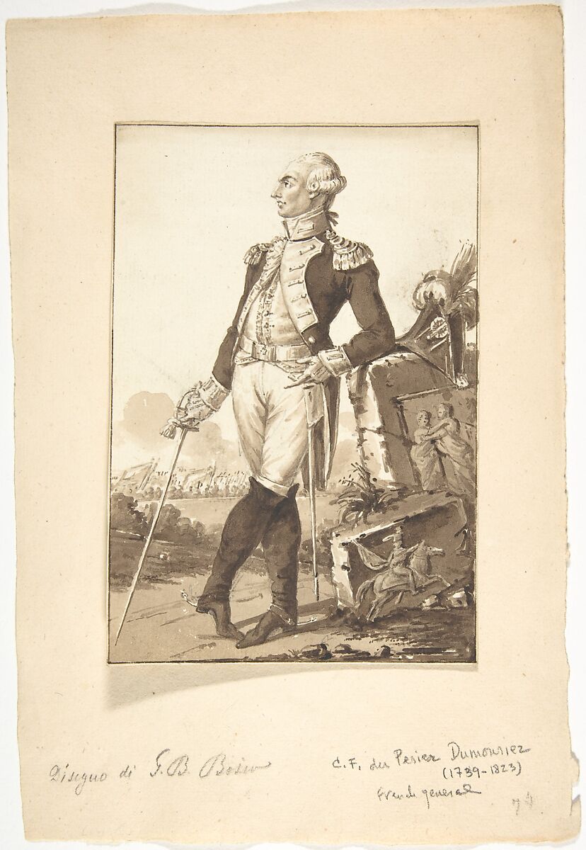 Portrait of C.-F. du Perier Dumouriez, Jean-Baptiste-François Bosio  French, Brush and brown wash over graphite underdrawing.