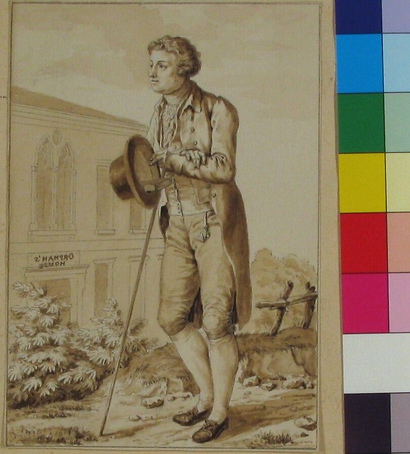 Portrait of Edmond Burke, Antoine Louis François Sergent Marceau (French, Chartres 1751–1847 Nice), Pen and gray ink with brush and brown washes