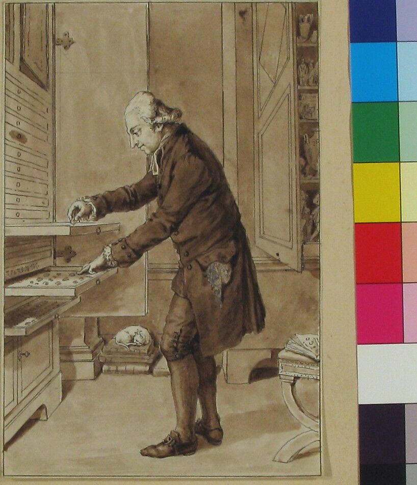 Portrait of Joseph-Hilarius Eckehel, Antoine Louis François Sergent Marceau (French, Chartres 1751–1847 Nice), Pen and black ink with brush and brown wash.