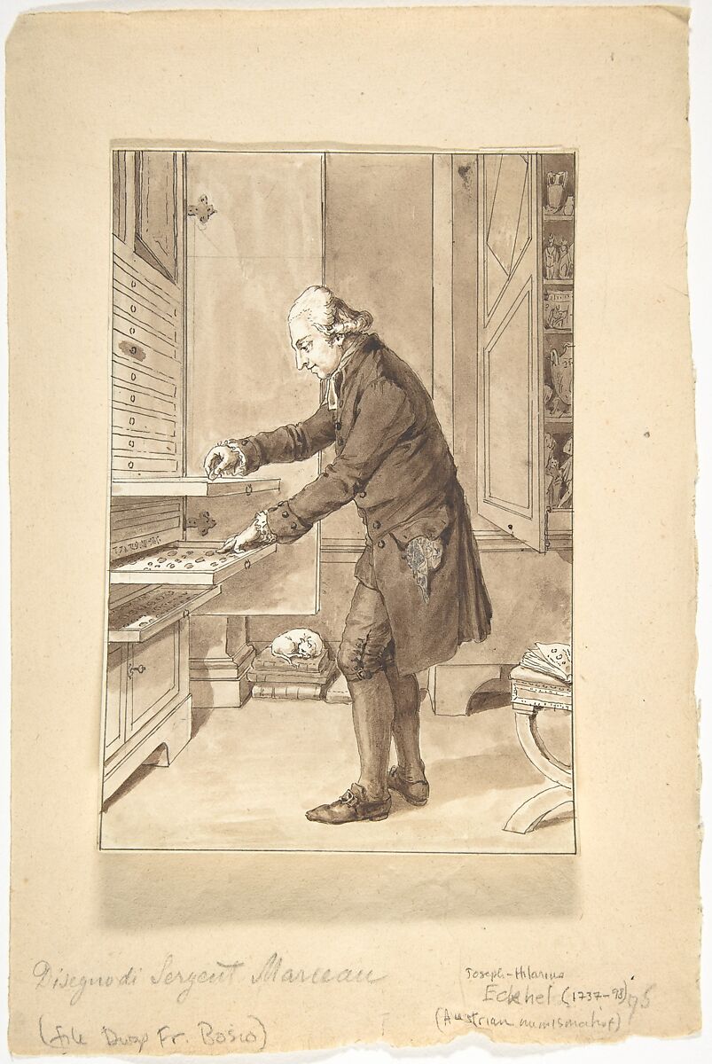 Portrait of Joseph-Hilarius Eckehel, Antoine Louis François Sergent Marceau (French, Chartres 1751–1847 Nice), Pen and black ink with brush and brown wash. 