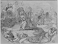 Christ in the Garden of Gethsemane (Matthew 26:36-46), Anonymous, German, 16th century, Pen and black ink over underdrawing in gray and brown ink, brush and gray wash