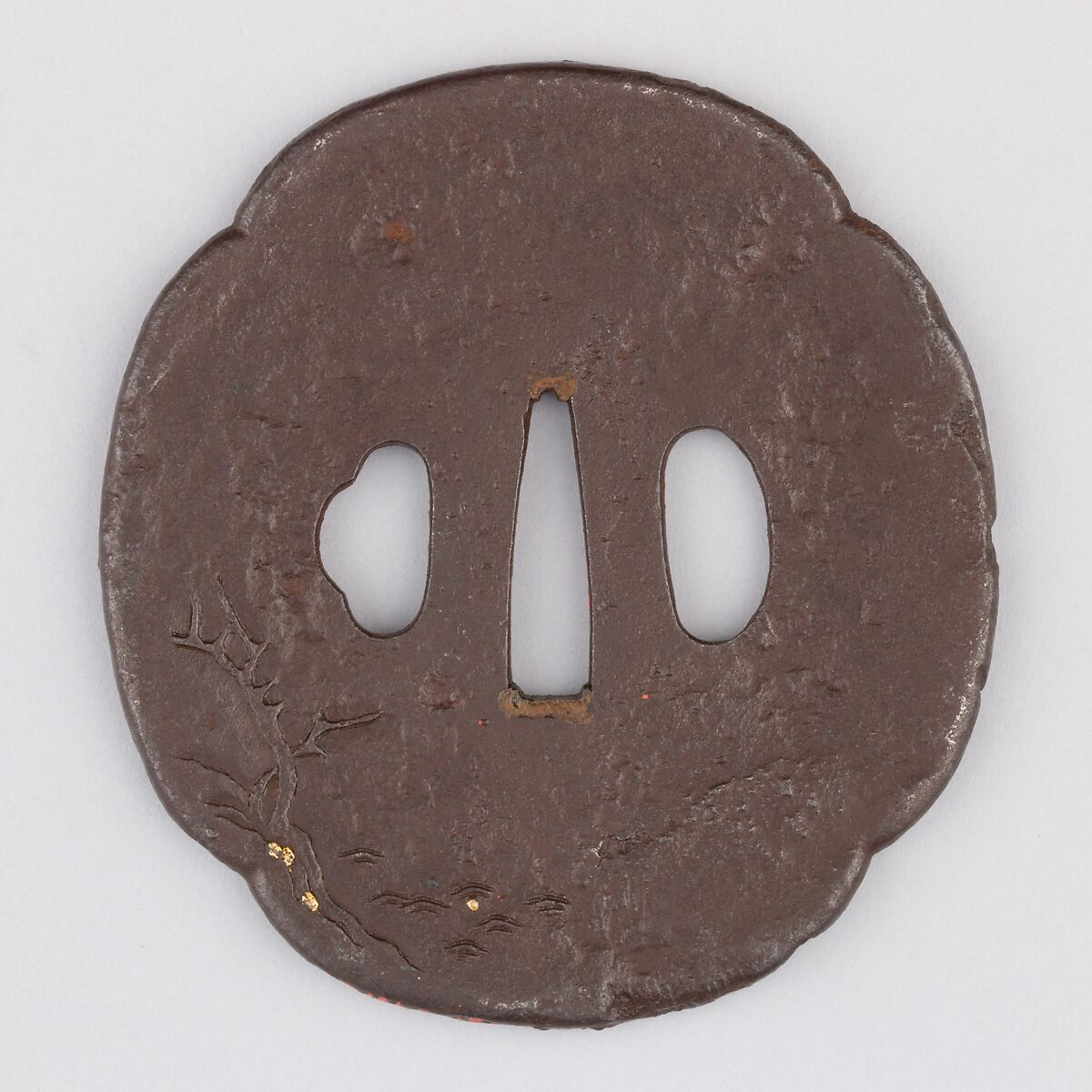 Sword Guard (Tsuba), Iron, copper, Japanese