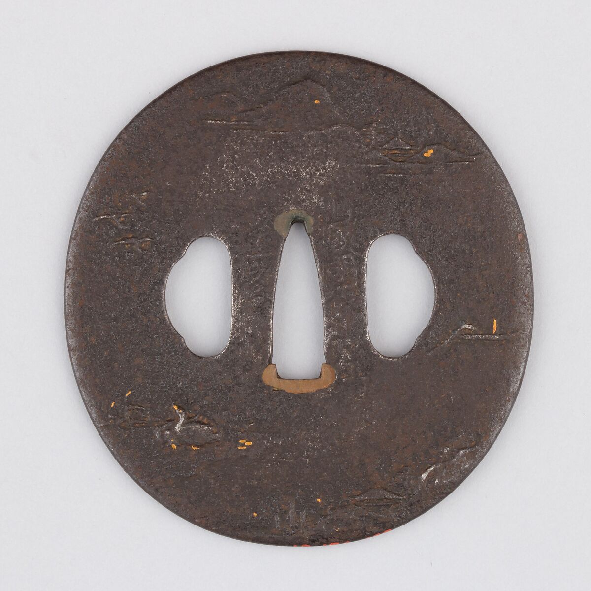 Sword Guard (Tsuba), Iron, copper, Japanese 