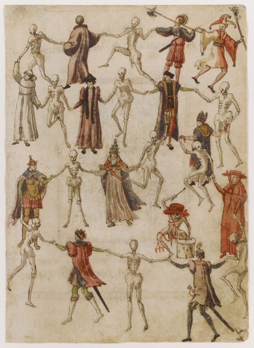 The Dance of Death, Anonymous, German, 16th century, Pen and brown ink, brush and brown ink, watercolor, gouache, gold paint