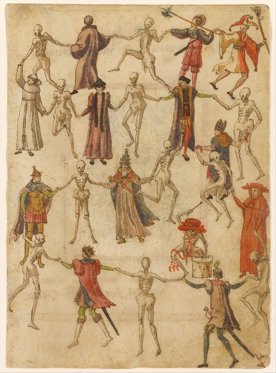 The Dance of Death, Anonymous, German, 16th century, Pen and brown ink, brush and brown ink, watercolor, gouache, gold paint