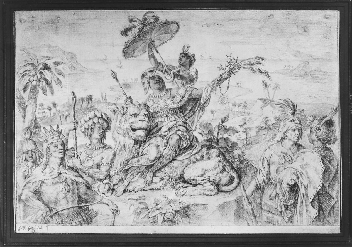 Allegory of Africa, Gottfried Bernhard Goetz (German, Velehrad 1708–1774 Augsburg), Black chalk (and graphite?)