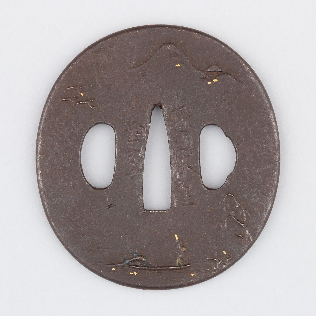 Sword Guard (Tsuba), Iron, copper, Japanese 