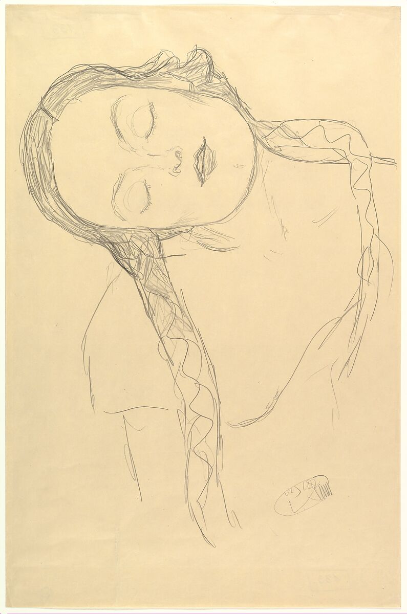 Half-figure of a Young Woman, Gustav Klimt (Austrian, Baumgarten 1862–1918 Vienna), Graphite. 