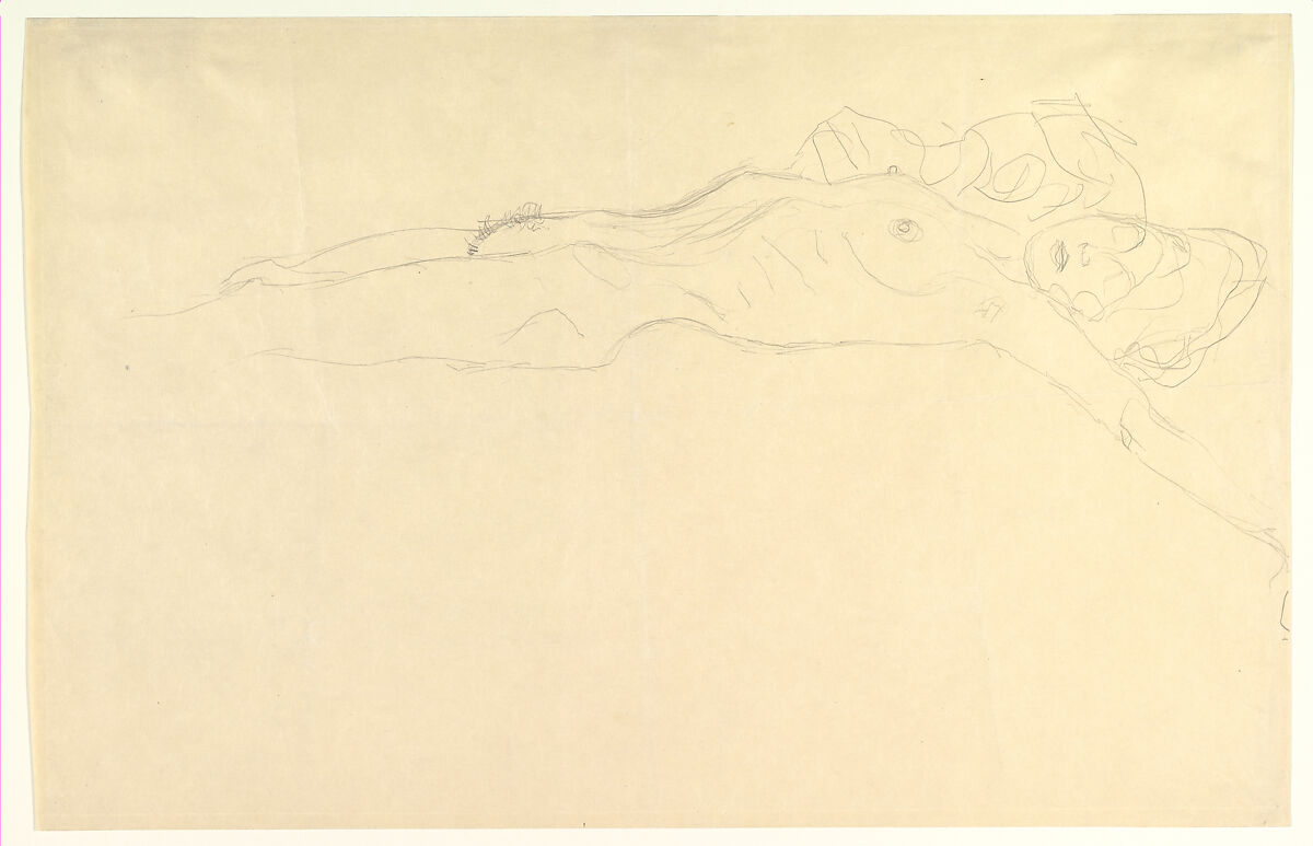 Reclining Nude with Outstretched Left Arm, Gustav Klimt  Austrian, Graphite