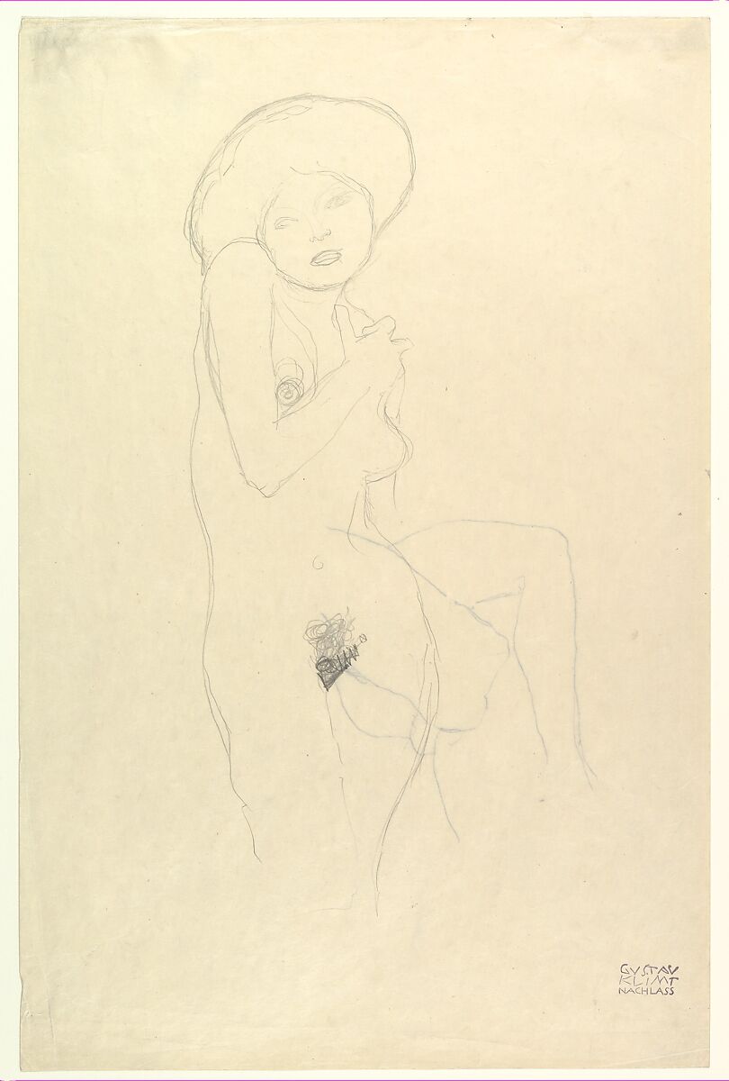 Standing Nude, Gustav Klimt (Austrian, Baumgarten 1862–1918 Vienna), Graphite 