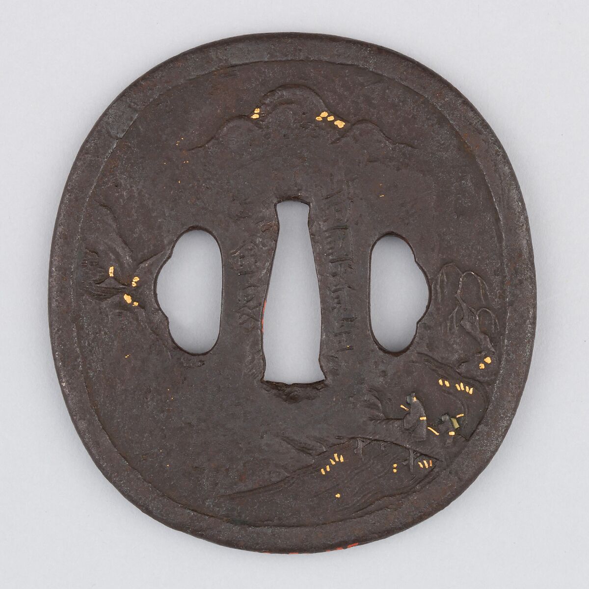 Sword Guard (Tsuba), Iron, copper, Japanese 