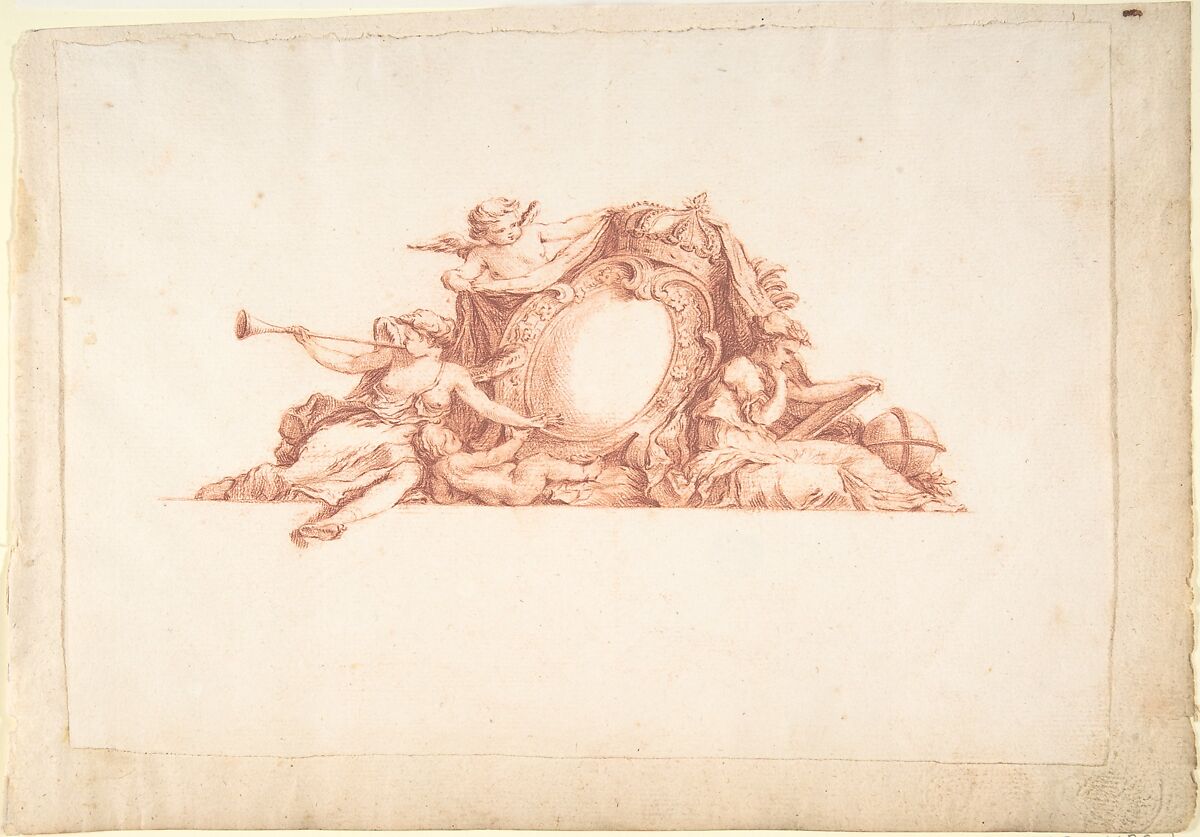 Preparatory Study for Plate 34 in "Maisons de plaisance" Vol. II, Jacques François Blondel (French, Rouen 1705–1774 Paris), Red chalk 