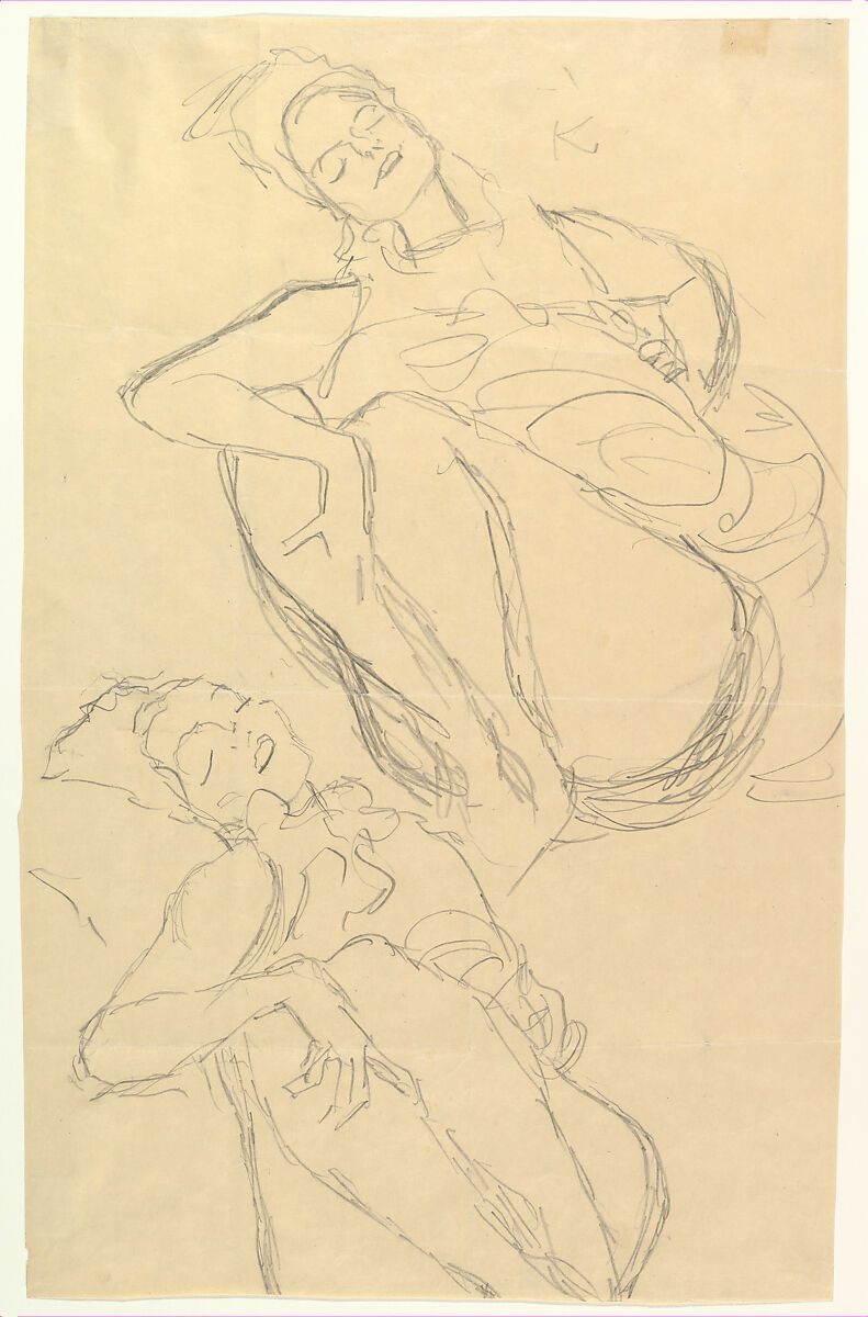 Two Studies for a Crouching Woman, Gustav Klimt (Austrian, Baumgarten 1862–1918 Vienna), Graphite 