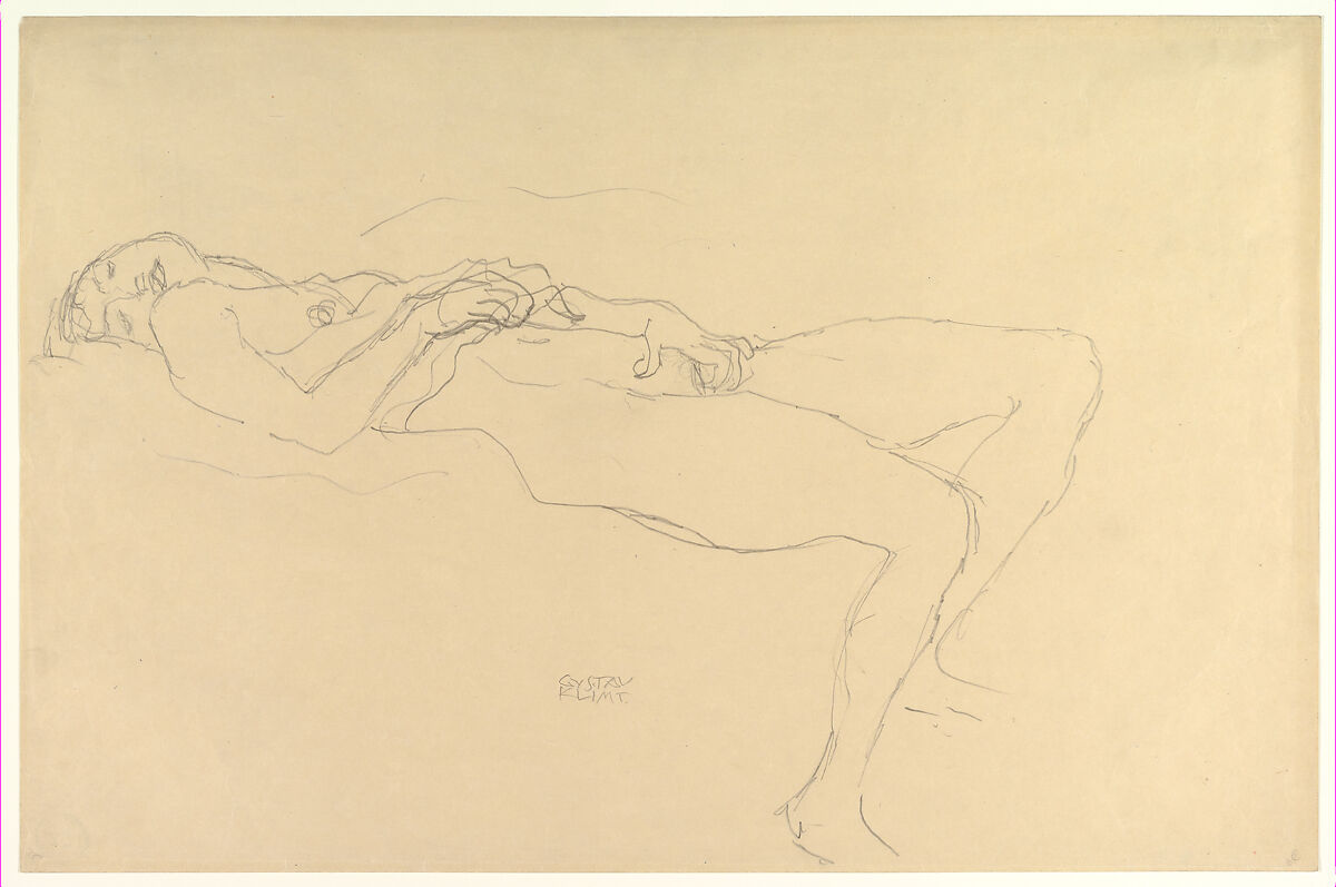 Reclining Nude, Gustav Klimt (Austrian, Baumgarten 1862–1918 Vienna), Graphite 