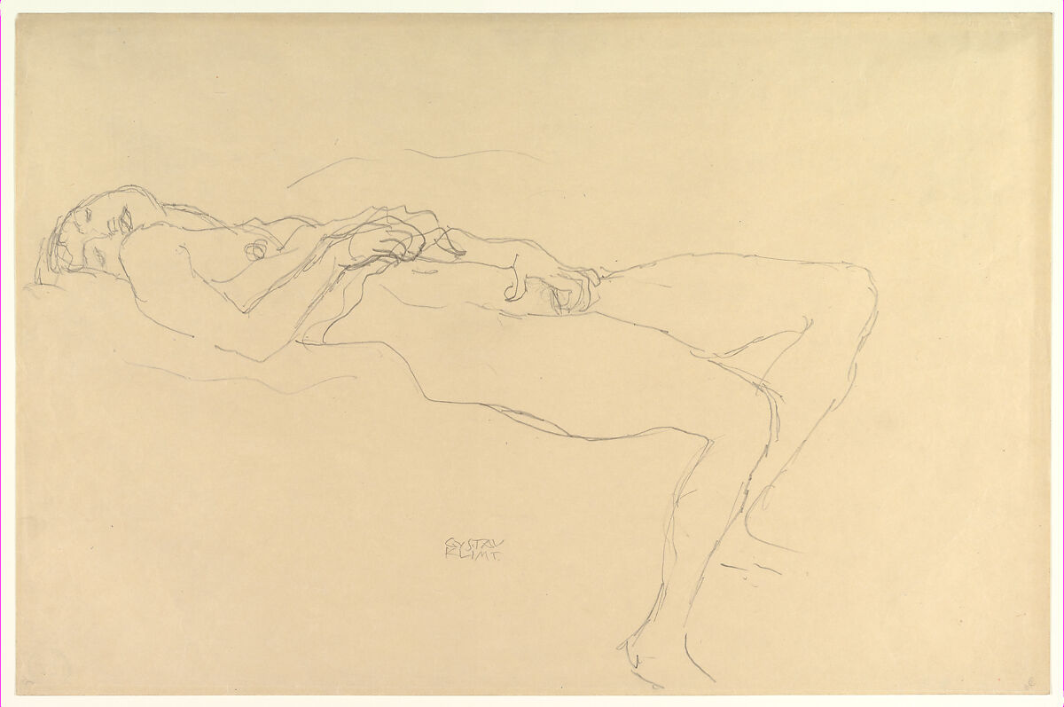 Reclining Nude, Gustav Klimt  Austrian, Graphite